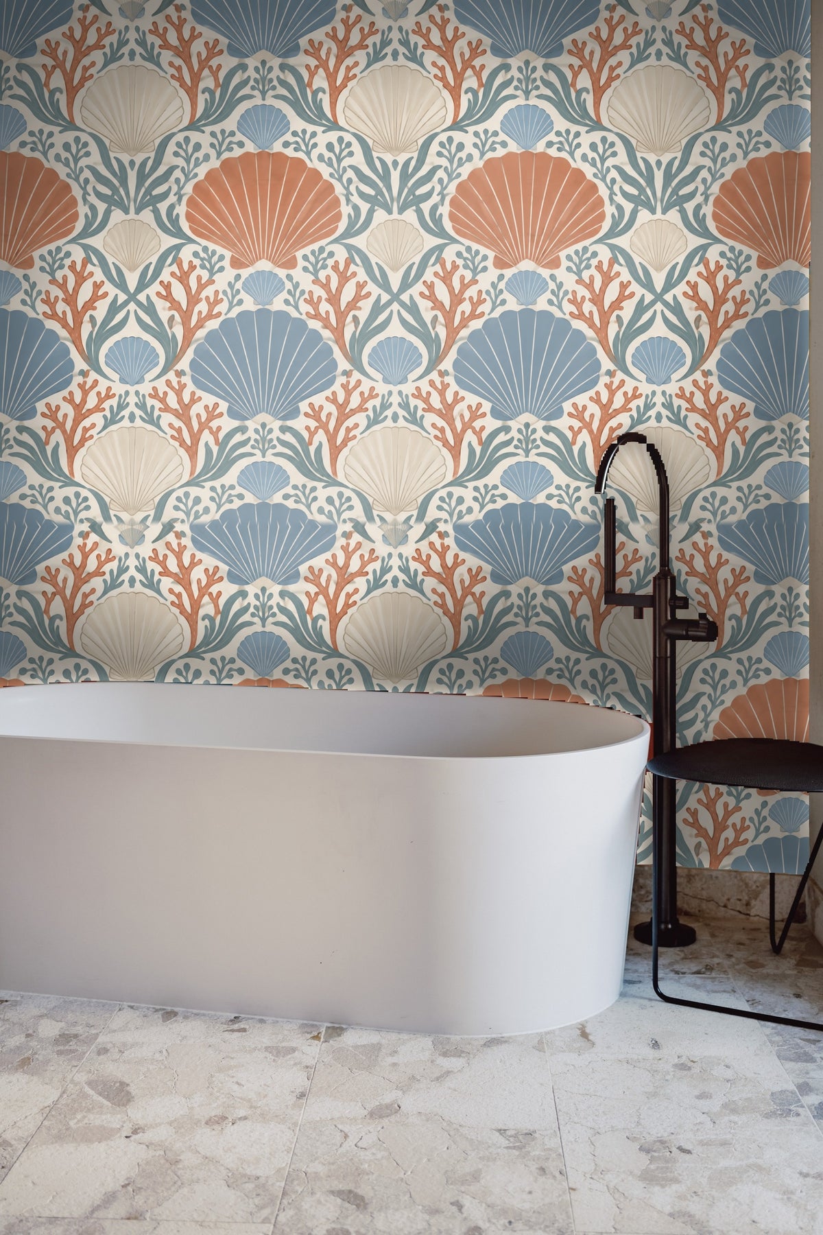 Image of Coral Cove Crest wallpaper texture demonstrating matte finish and printed detail quality.