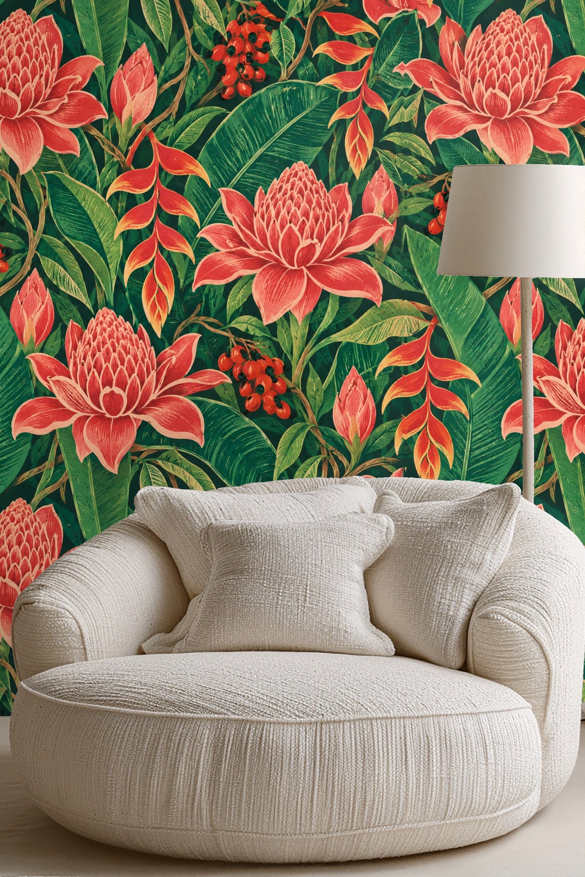 Botanical pattern capturing the energy of tropical rainforests