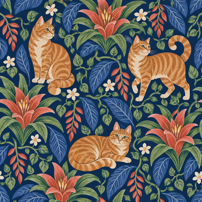 Textile-like wallpaper surface with clear, rich painting strokes and saturated colors