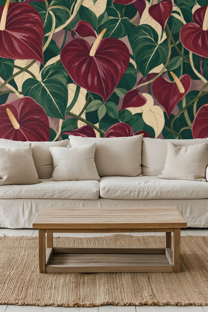 Corner view showing wallpaper edges meeting floor molding