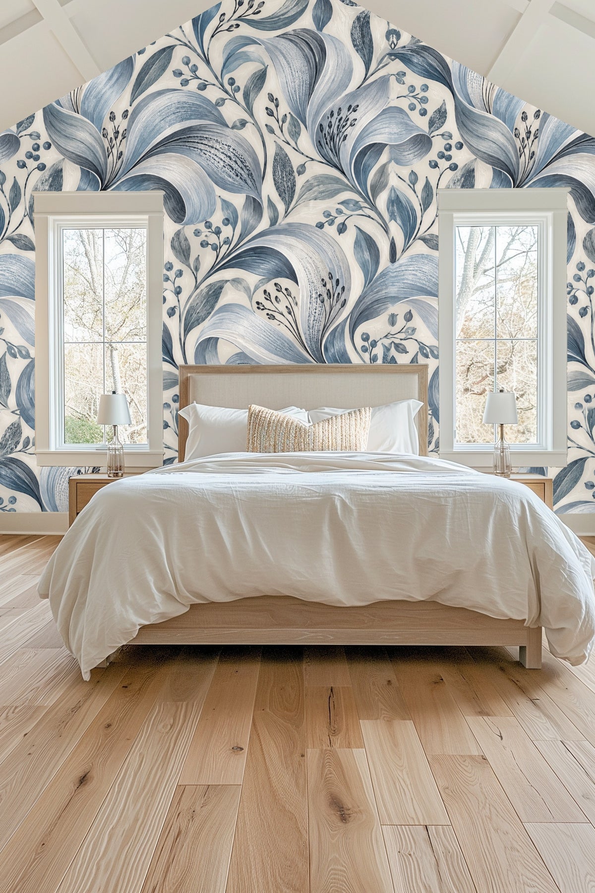 Wallpaper close-up focusing on the textured brush strokes of Silver Petal Ripple design