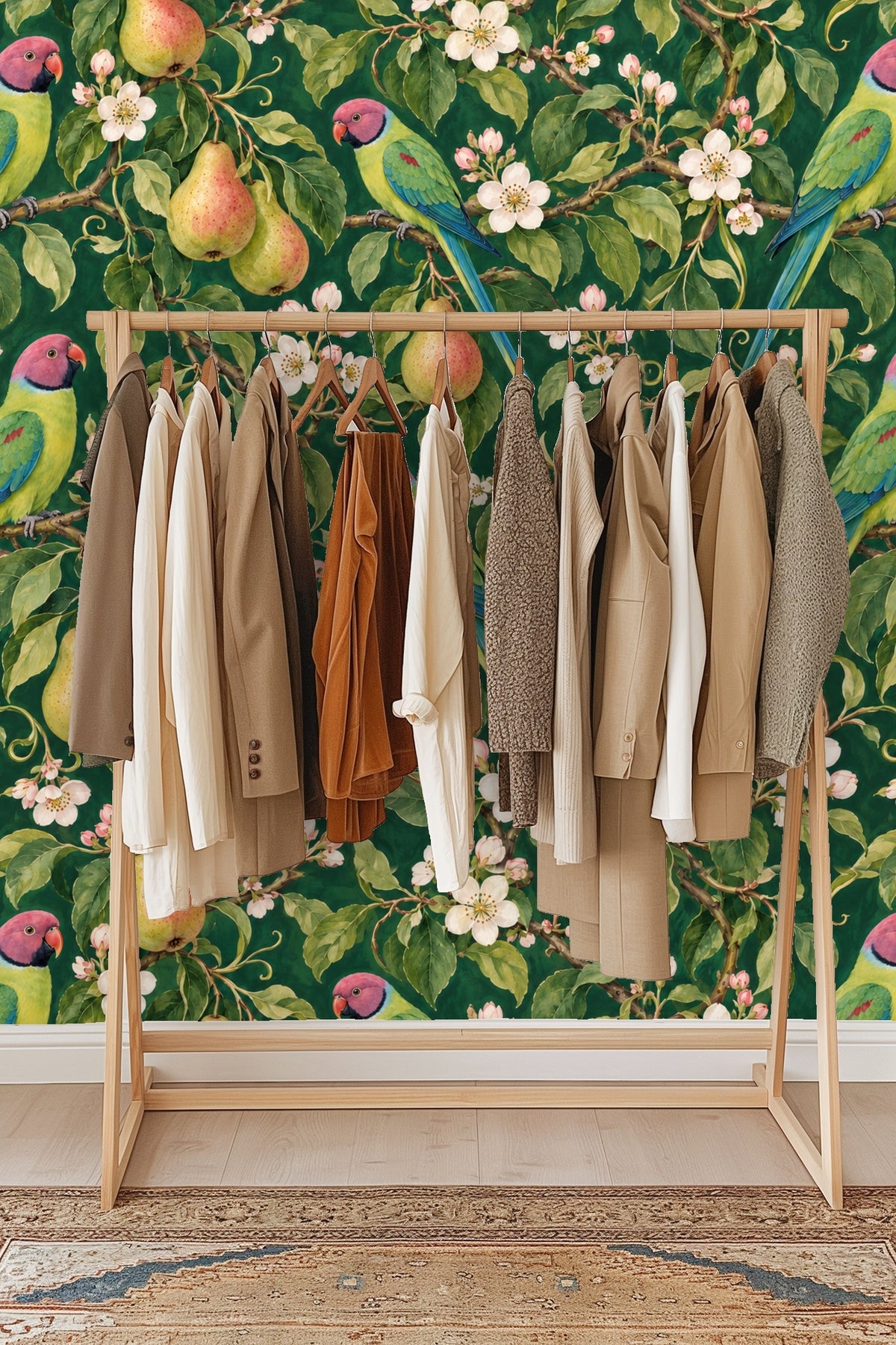 Side view of matched room wallpaper showing scale and pattern overlay