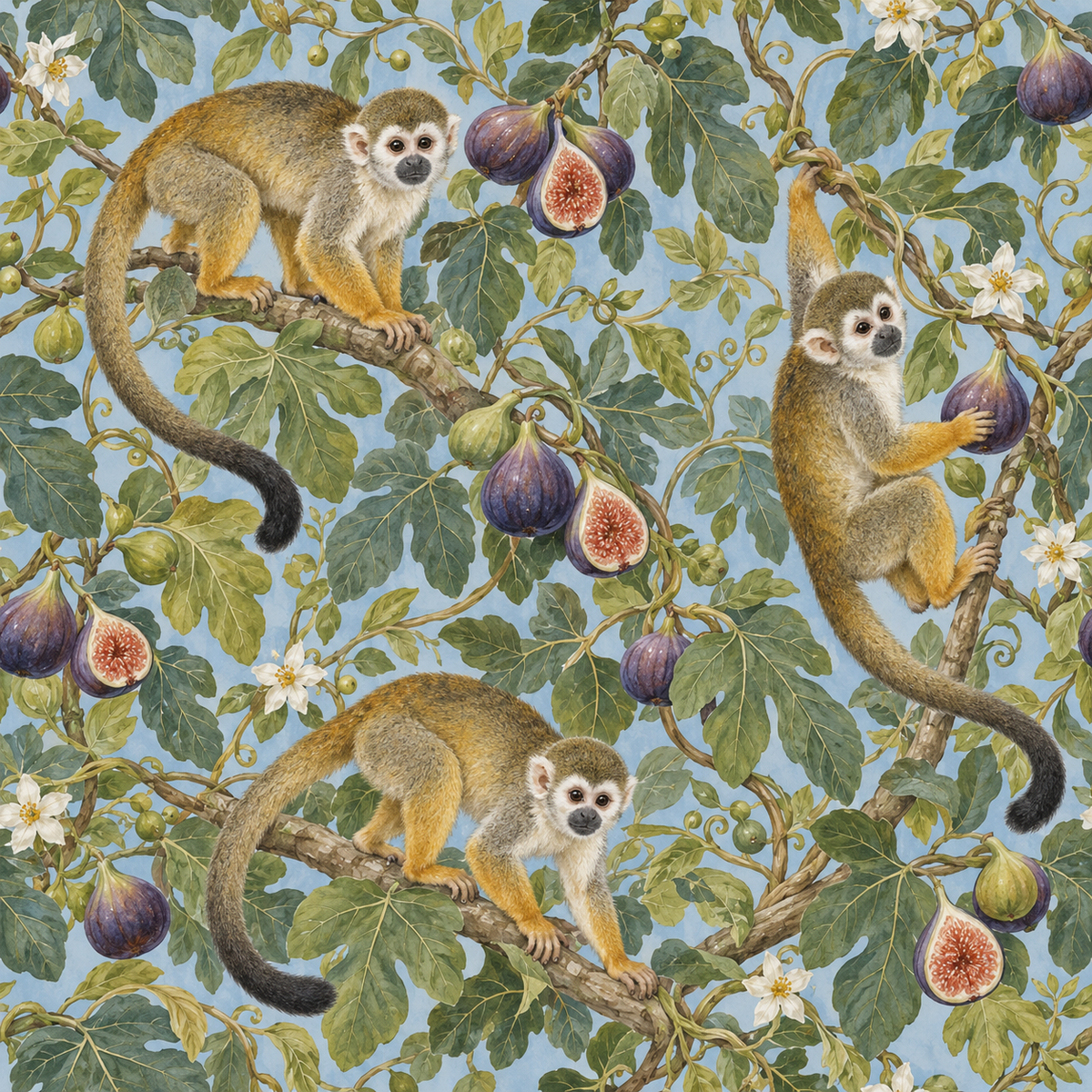 Room scene showing the wallpaper creating a lively botanical accent wall