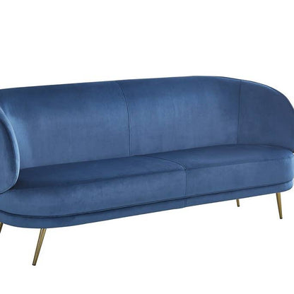 Carrie 72.5" Long Velvet Sofa in Gray Blue