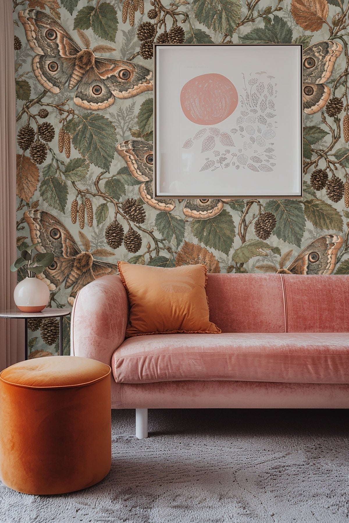 Wallpaper in ambient natural light showing texture and matte finish.