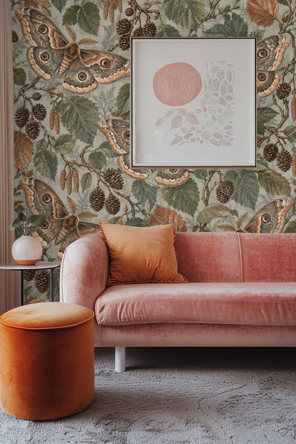 Wallpaper in ambient natural light showing texture and matte finish.
