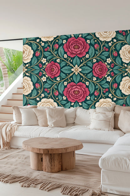 Artistic floral pattern tile from wallpaper design