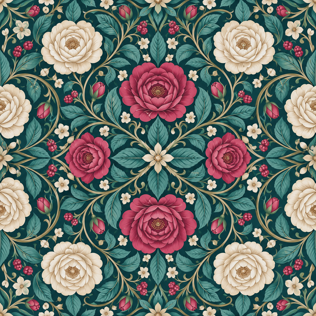 Full-wall wallpaper application showing the graphic repeat and scale