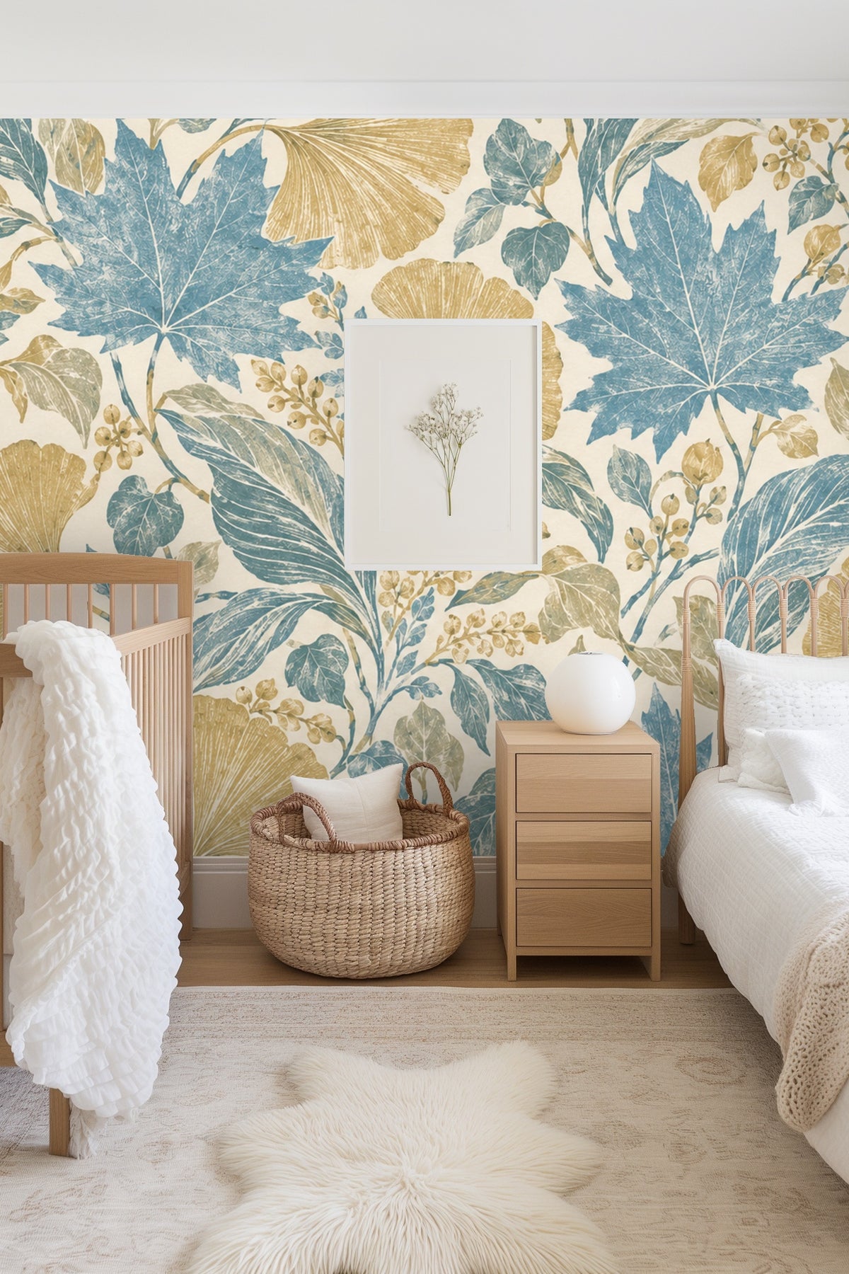 Close-up of watercolor-style pressed leaf pattern highlighting textural detail
