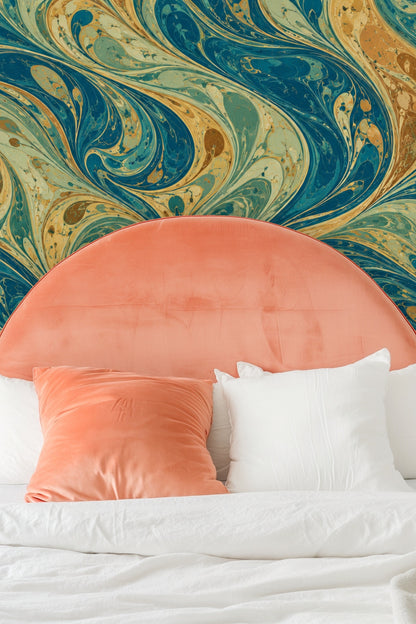 Artistic wallpaper with natural marbled texture and dynamic motion impression