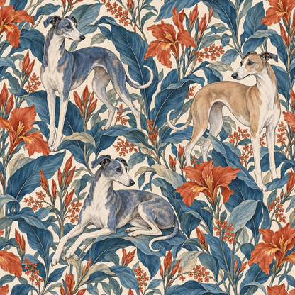 Room setting featuring the wallpaper emphasizing its scale and color palette