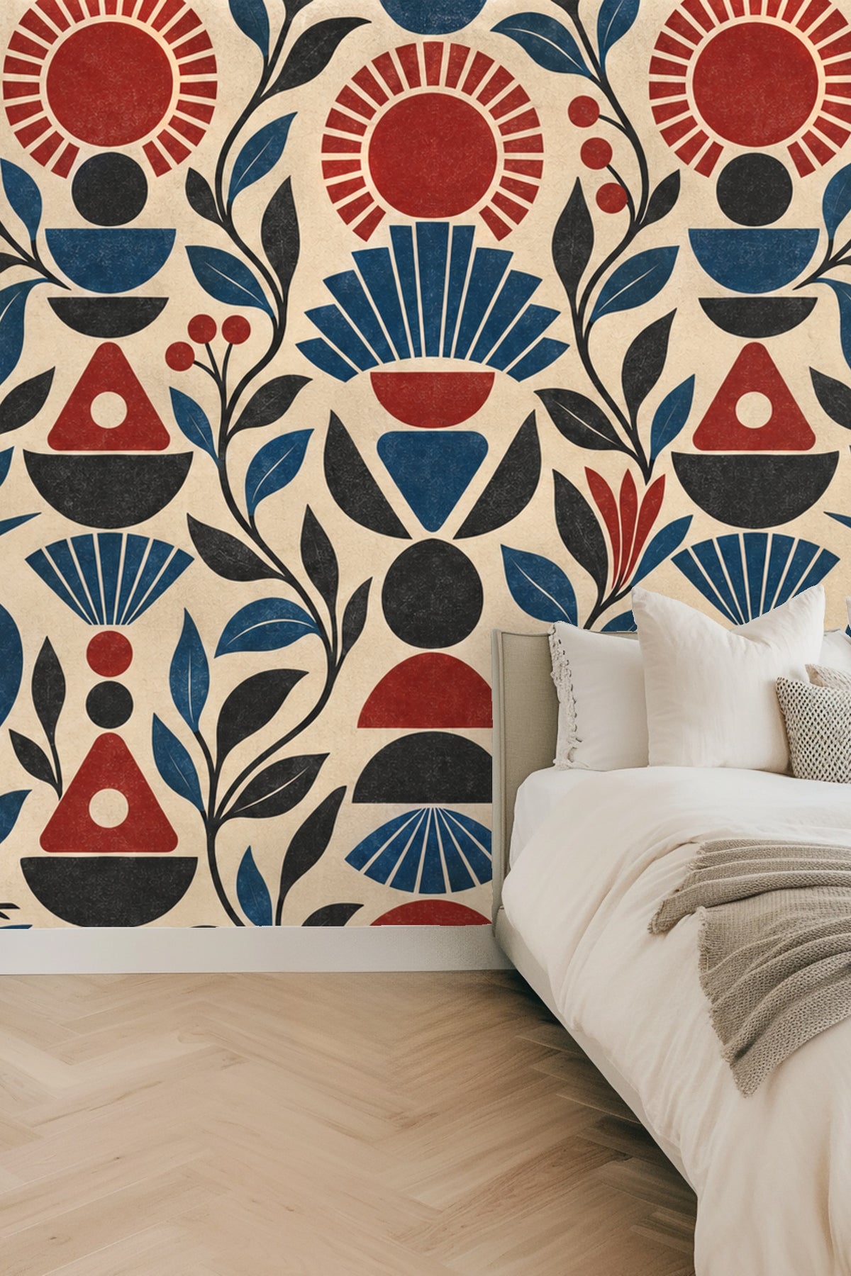 Side view of Ruby Sunstack wallpaper with visible texture and natural color fading