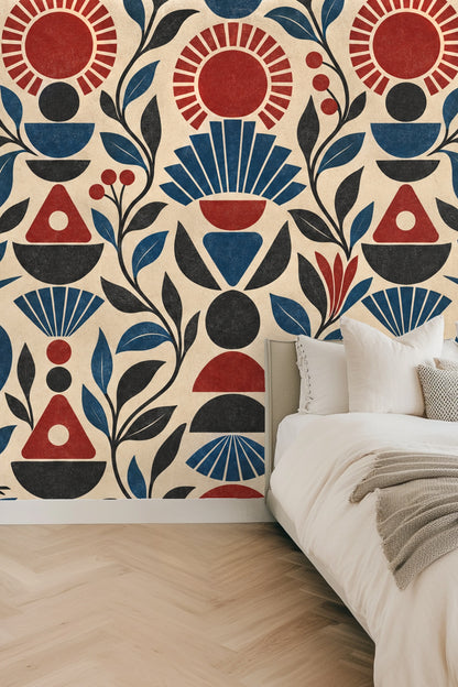 Side view of Ruby Sunstack wallpaper with visible texture and natural color fading