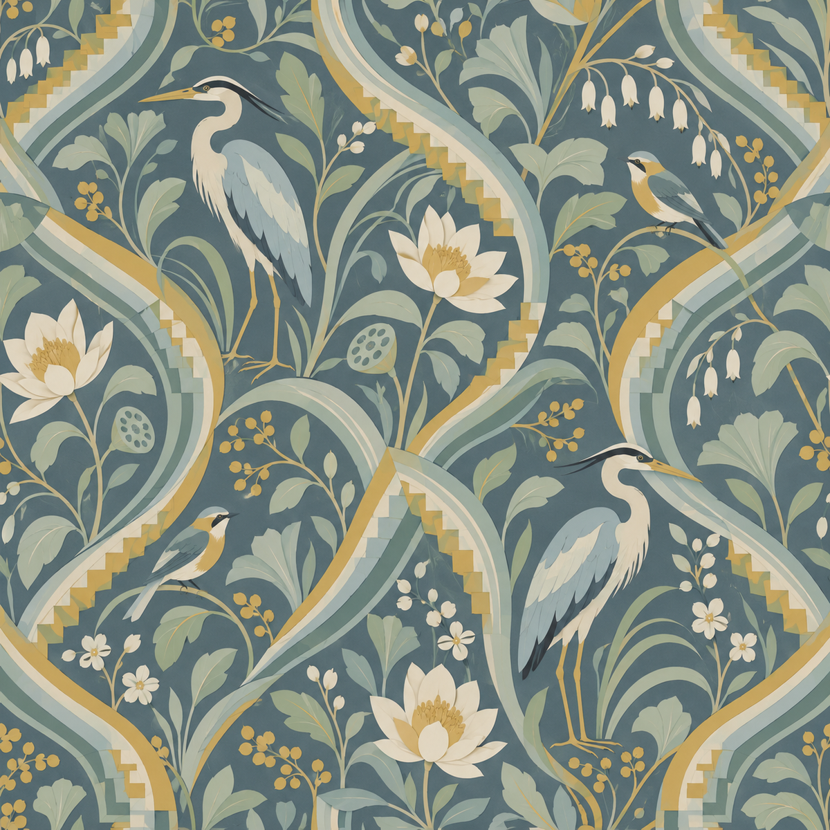 Overall seamless tiled pattern view of Delta Drift wallpaper