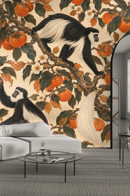Soft beige background with subtle texture behind the motif