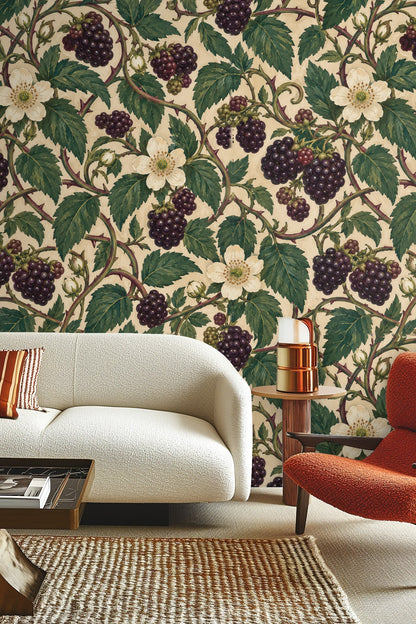 Bramble Lantern Weave wallpaper shown in an interior setting