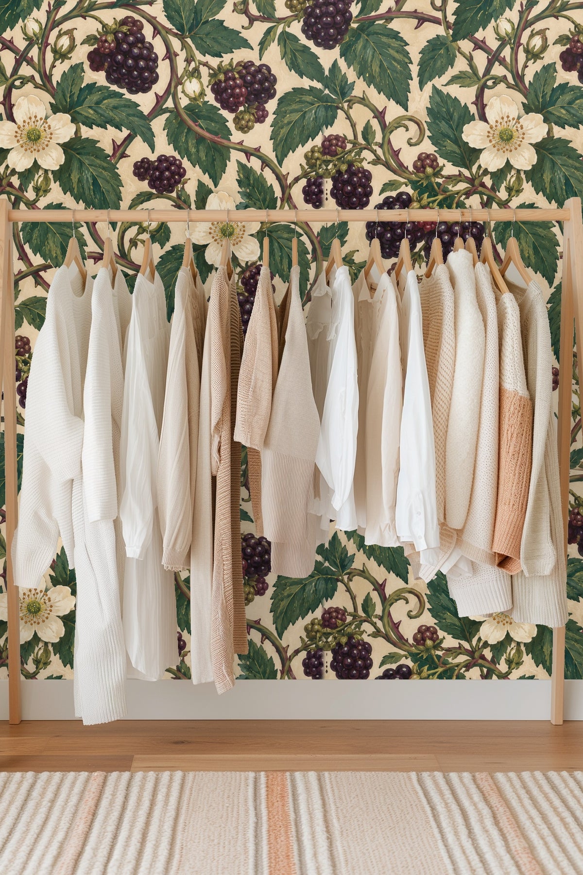 Bramble Lantern Weave wallpaper shown in an interior setting