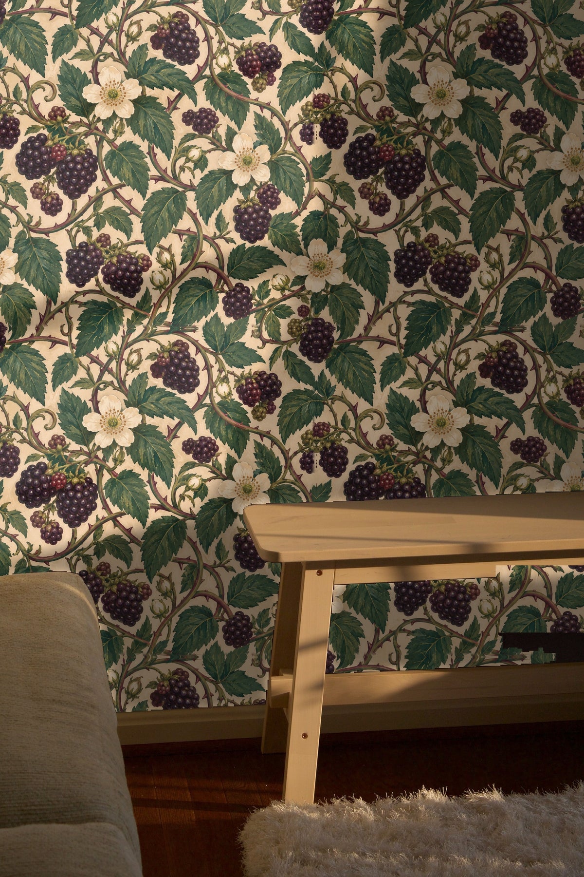 Bramble Lantern Weave wallpaper shown in an interior setting