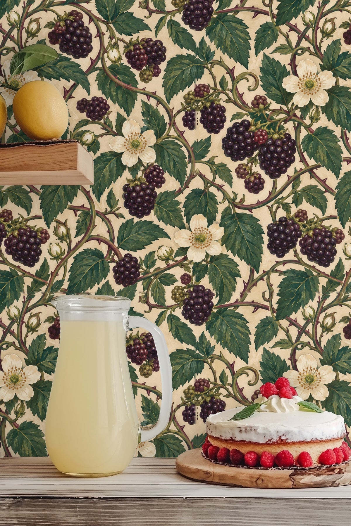 Bramble Lantern Weave wallpaper shown in an interior setting
