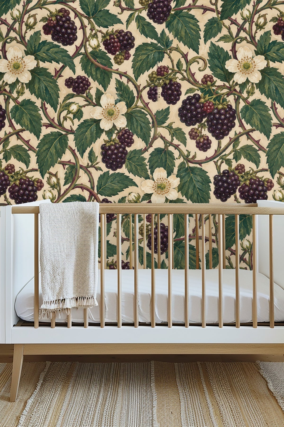 Bramble Lantern Weave wallpaper shown in an interior setting