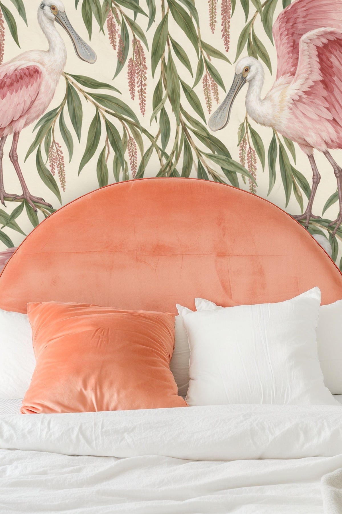 Muted color blending of sage greens and dusky pinks in leaf clusters