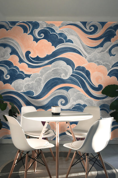 Textural brushwork visible in cloud motifs