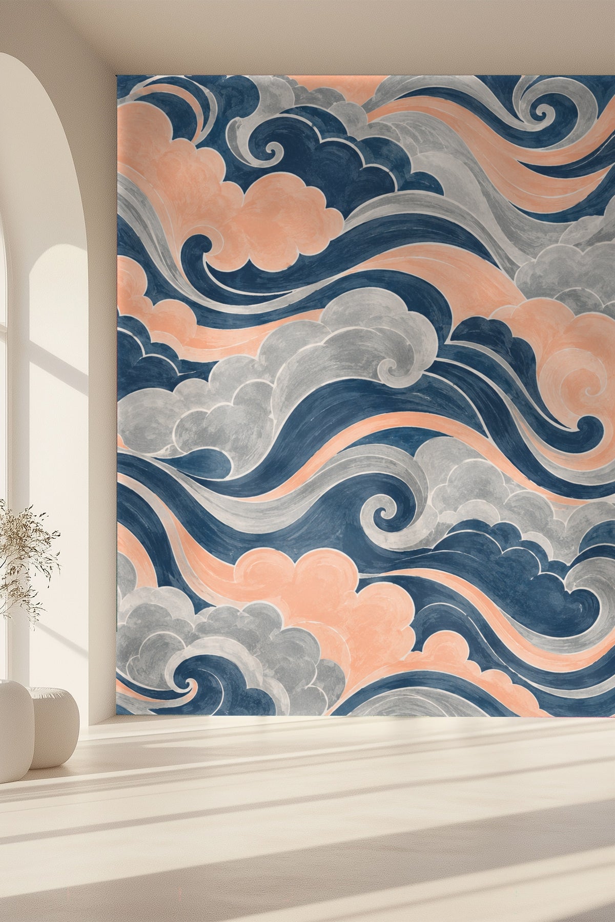 Overlapping waves and clouds creating dynamic movement