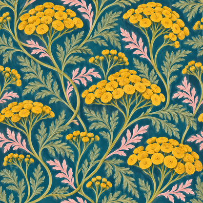 Verdant Yarrow Dance wallpaper shown in an interior setting