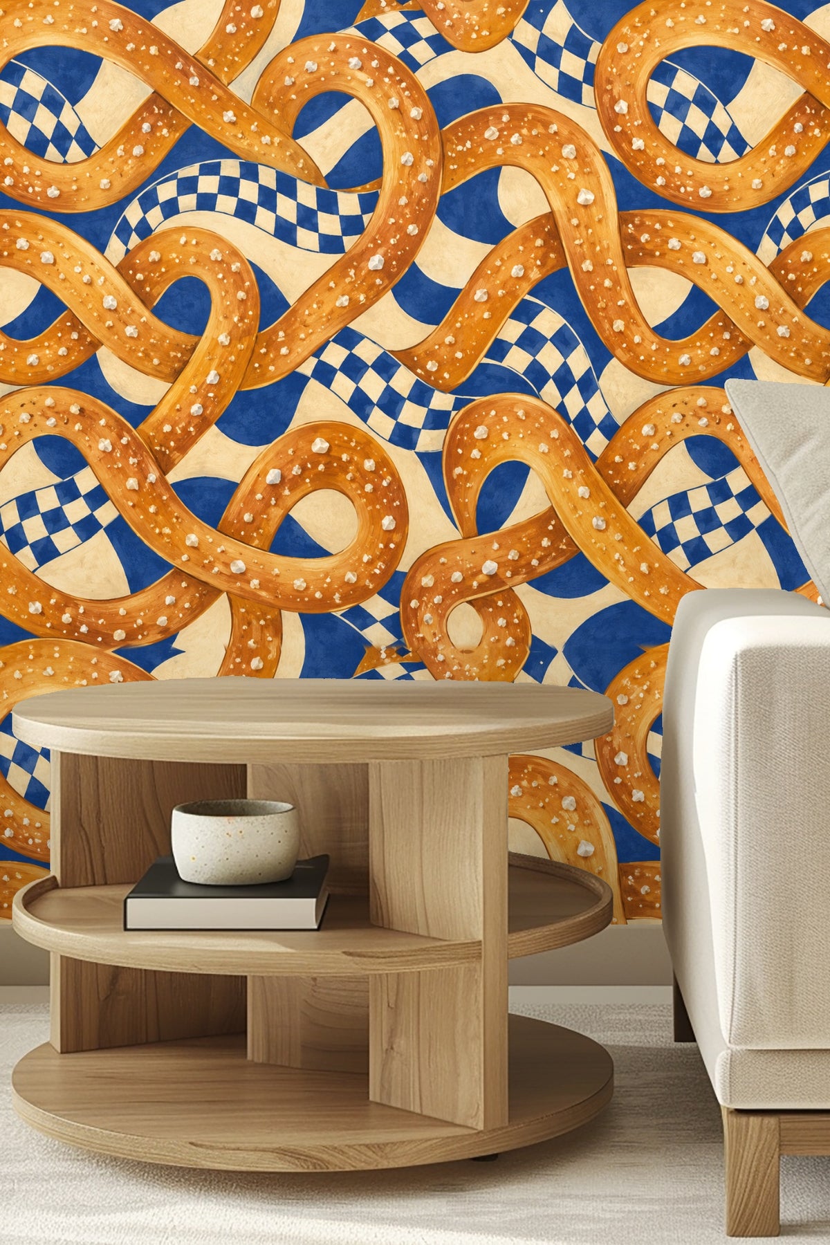 Section of wall with twisted salted pretzel motif
