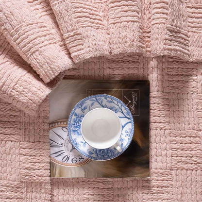 Kathy Ireland Oversized Chenille Fringed Basket Throw by Bed Bath Fashions — view 12