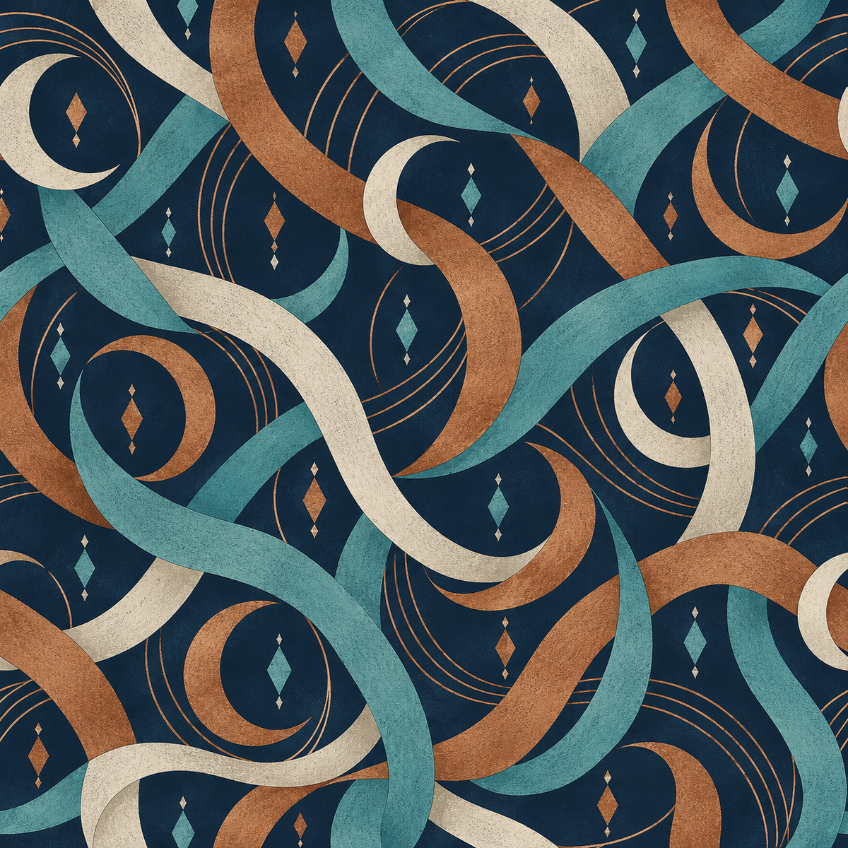 Decorative wallpaper pattern evoking Art Deco modern retro style