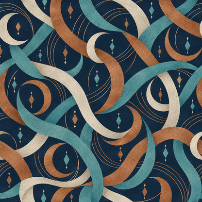 Decorative wallpaper pattern evoking Art Deco modern retro style