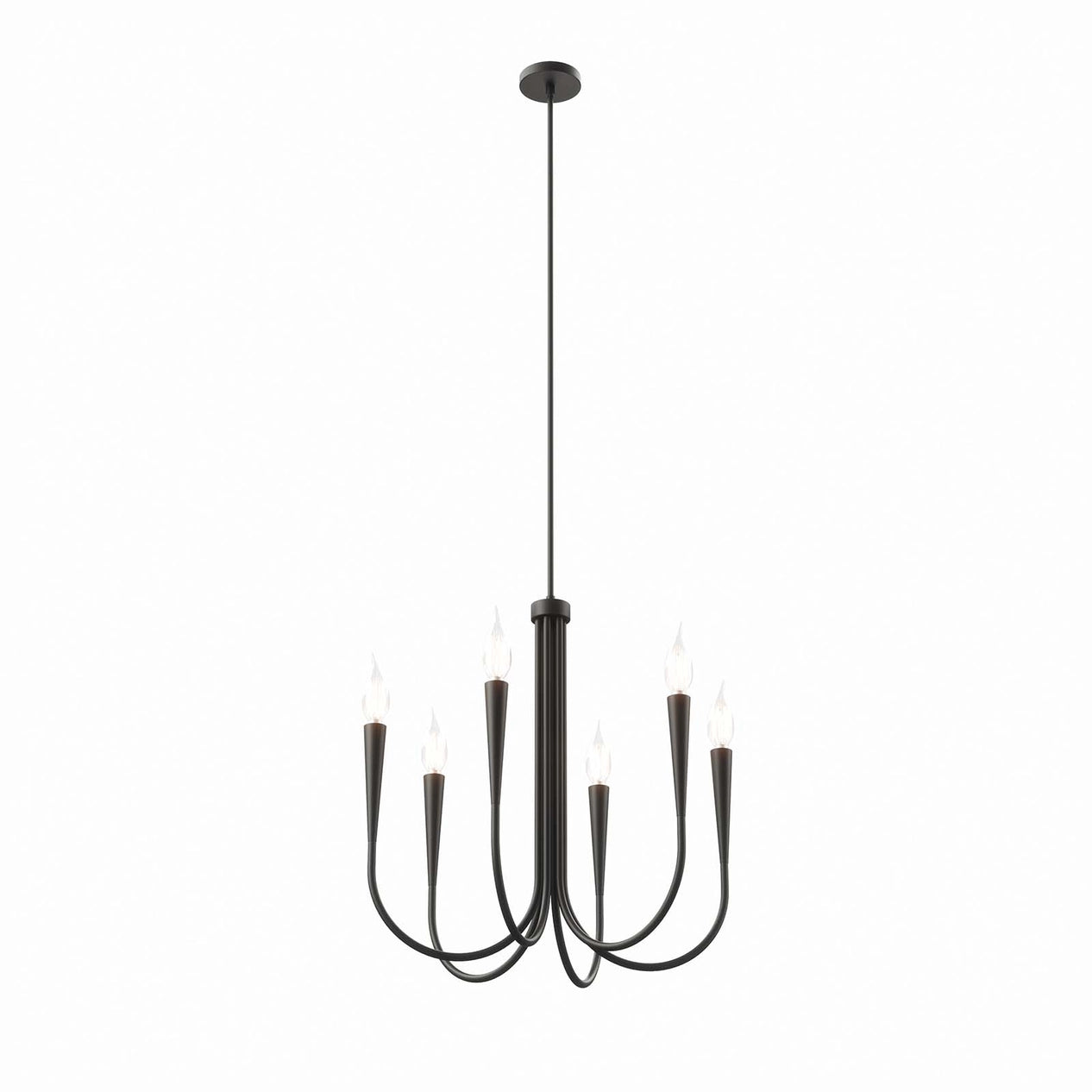 Obsidian Arc chandelier in matte black, 6-light modern dining room light