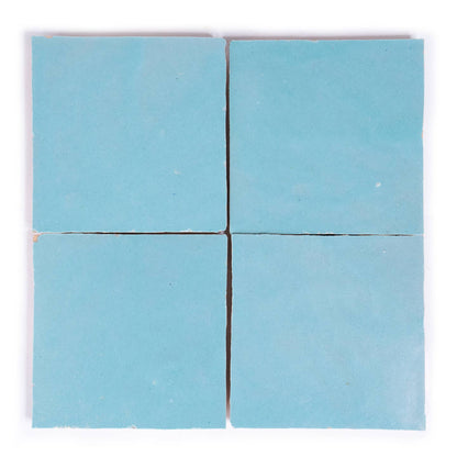 Moroccan Zellige 4''x4'' Tile in Powder Blue by Moroccan Mosaic — view 2