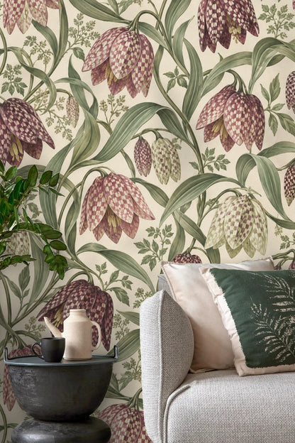 Wallpaper mural creating a warm and inviting floral atmosphere in interiors