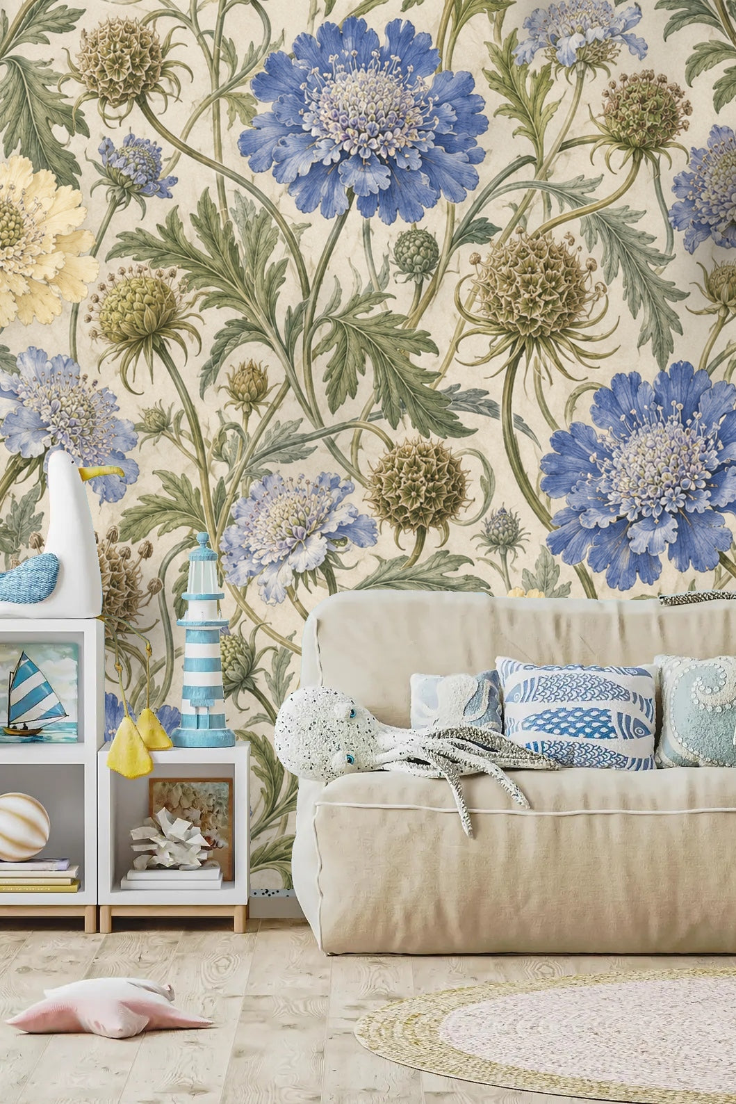 Textured, off-white neutral background supporting the botanical design