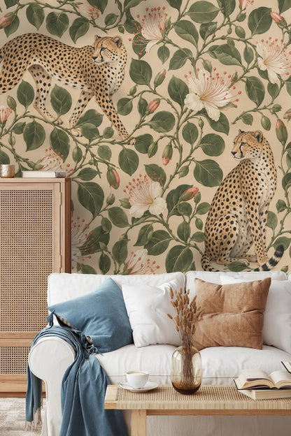 Playful yet elegant large-scale pattern on wallpaper with artistic shading and style