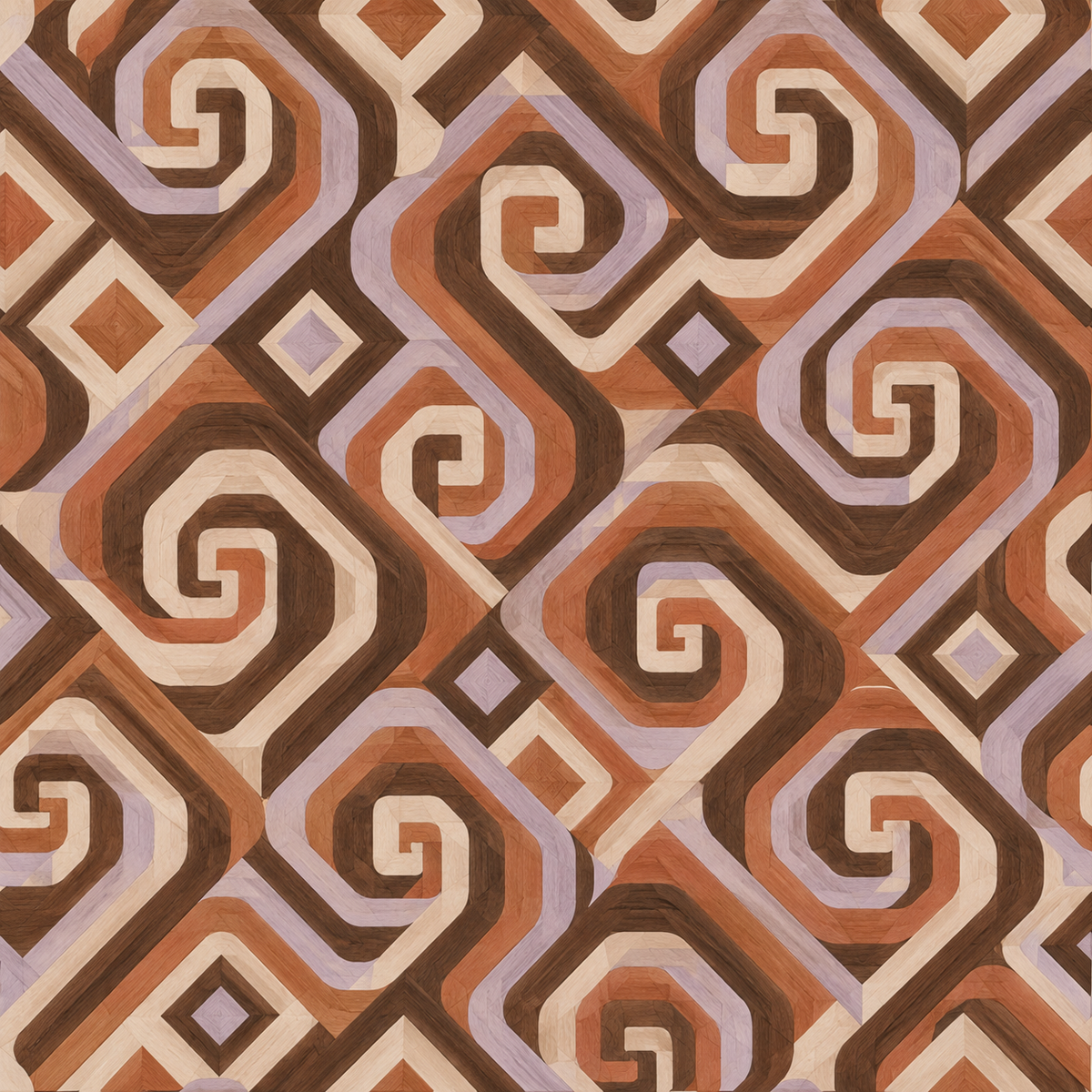 Walnut Spiral Steps wallpaper shown in an interior setting