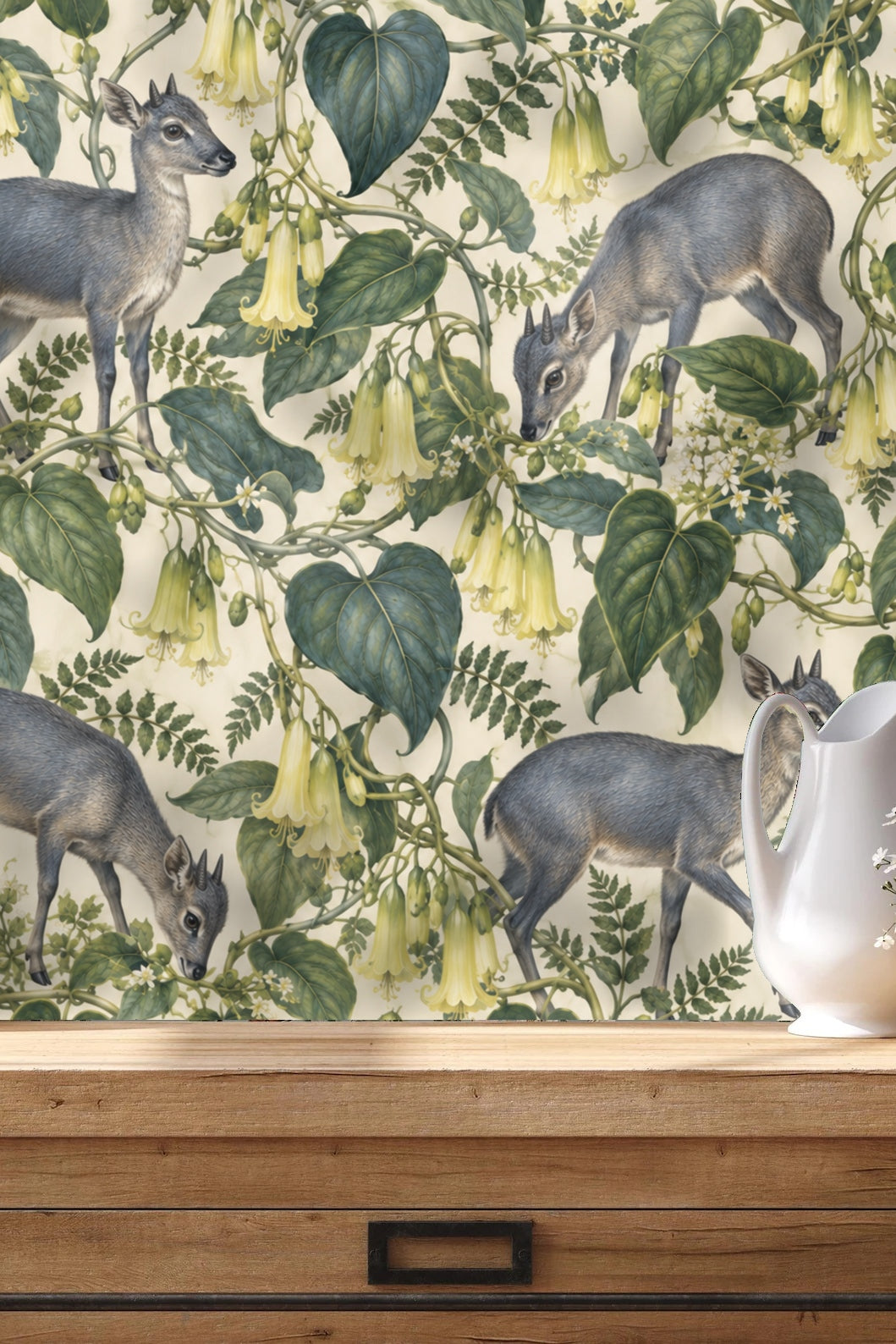Close-up of single duiker from Duiker Bellvine Tapestry wallpaper