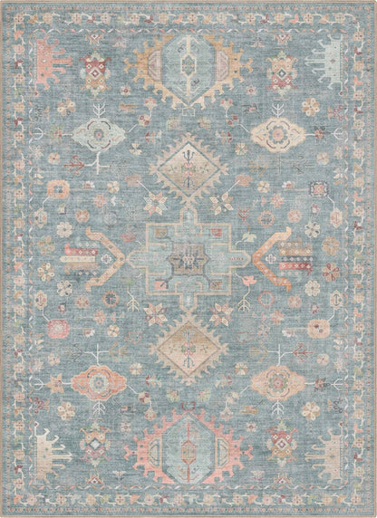 Delhi Vintage Medallion Diamond Pattern Rug – Easy Clean, Stylish Elegant Design