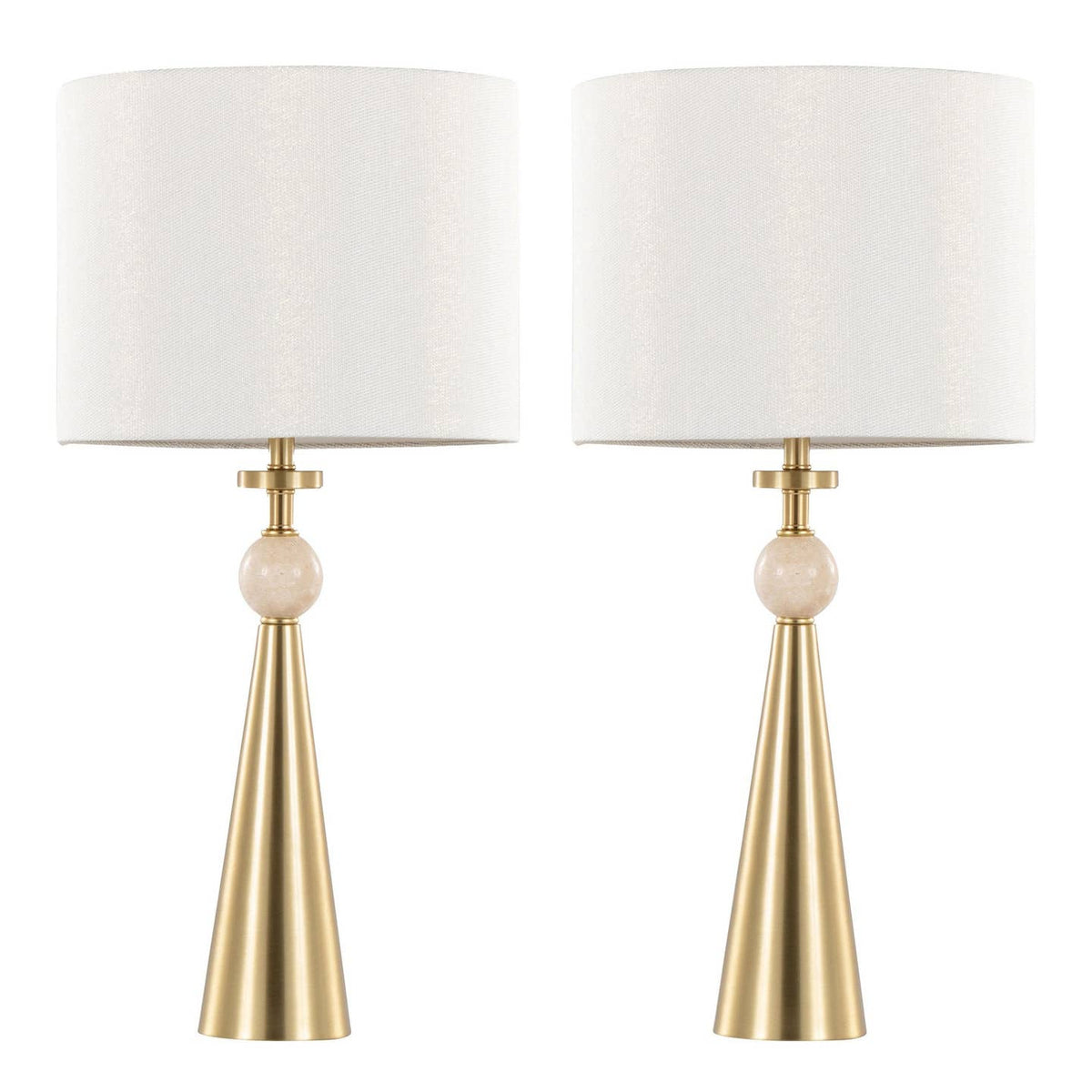 Cone Travertine 27" Table Lamp - Set of 2 in Gold Metal by LumiSource and Grandview Gallery — view 18