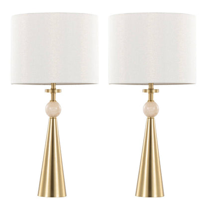 Cone Travertine 27" Table Lamp - Set of 2 in Gold Metal by LumiSource and Grandview Gallery — view 18