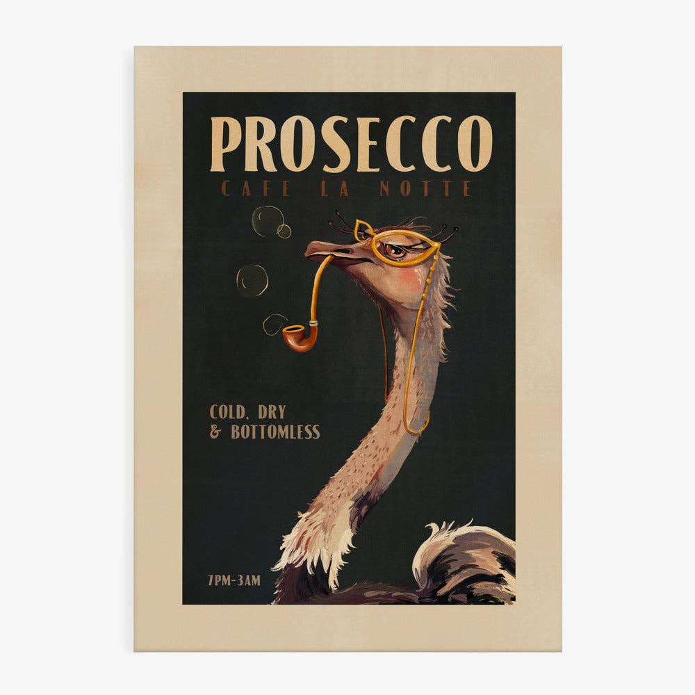 Prosecco Ostrich Art Print - Art Deco Vintage Cafe Poster by Pictufy Wholesale — view 6