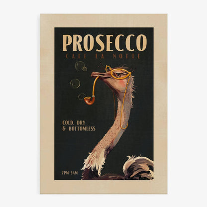 Prosecco Ostrich Art Print - Art Deco Vintage Cafe Poster by Pictufy Wholesale — view 6