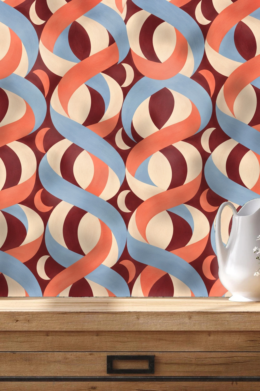 Möbius Rhythm wallpaper shown in an interior setting