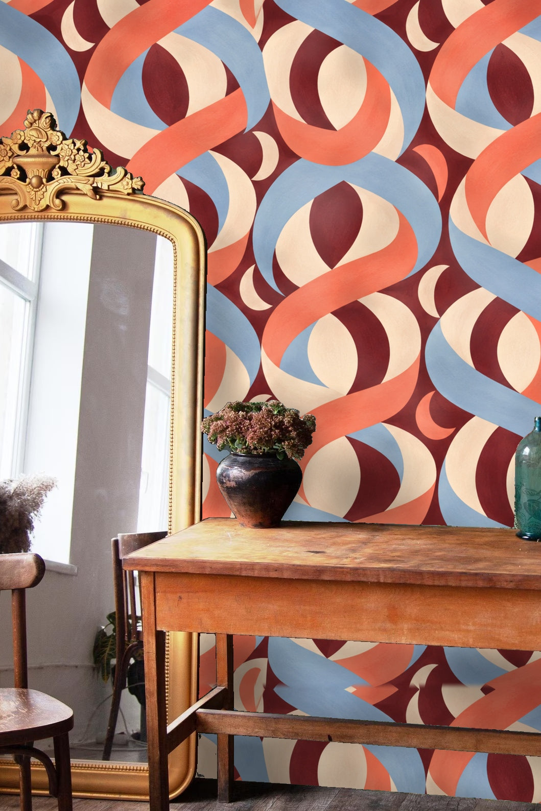 Möbius Rhythm wallpaper shown in an interior setting