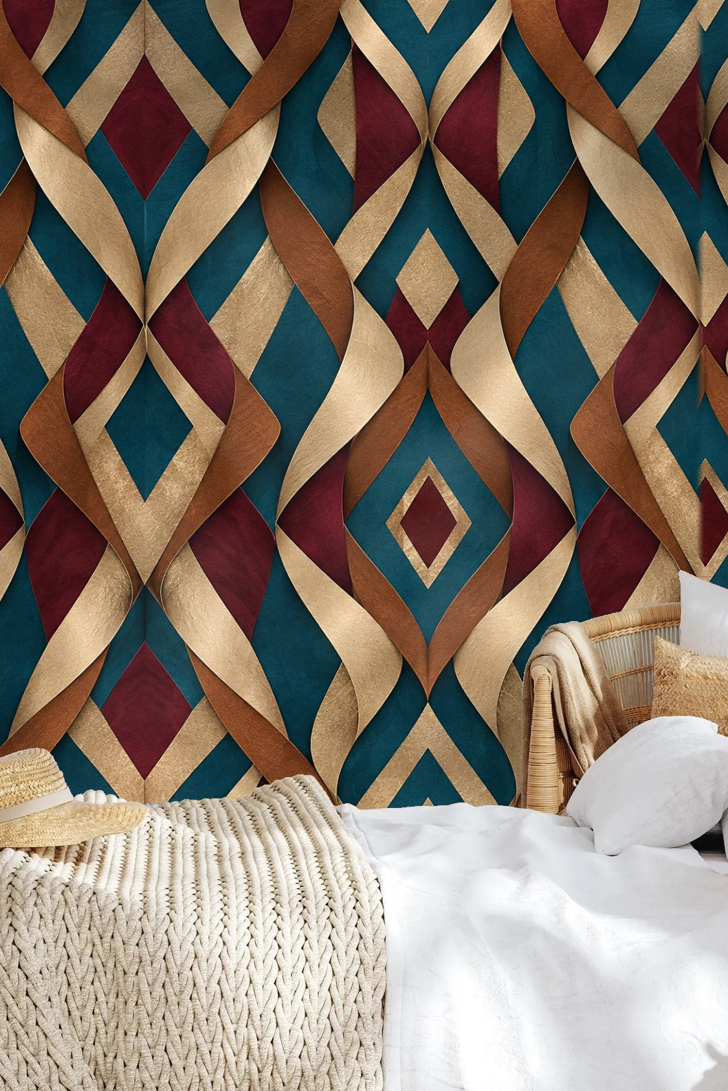 Tidefold Harlequin wallpaper shown in an interior setting