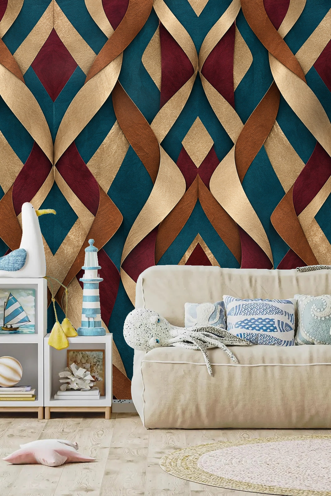 Tidefold Harlequin wallpaper shown in an interior setting
