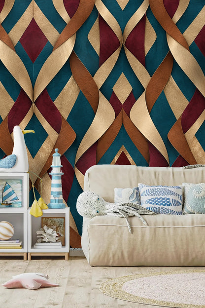 Tidefold Harlequin wallpaper shown in an interior setting