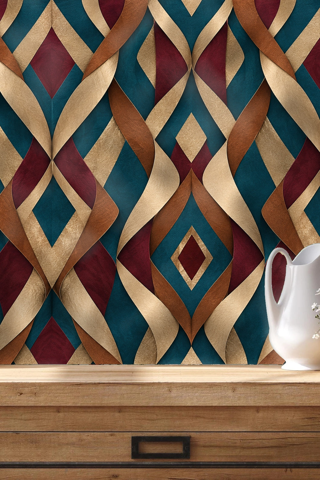 Tidefold Harlequin wallpaper shown in an interior setting
